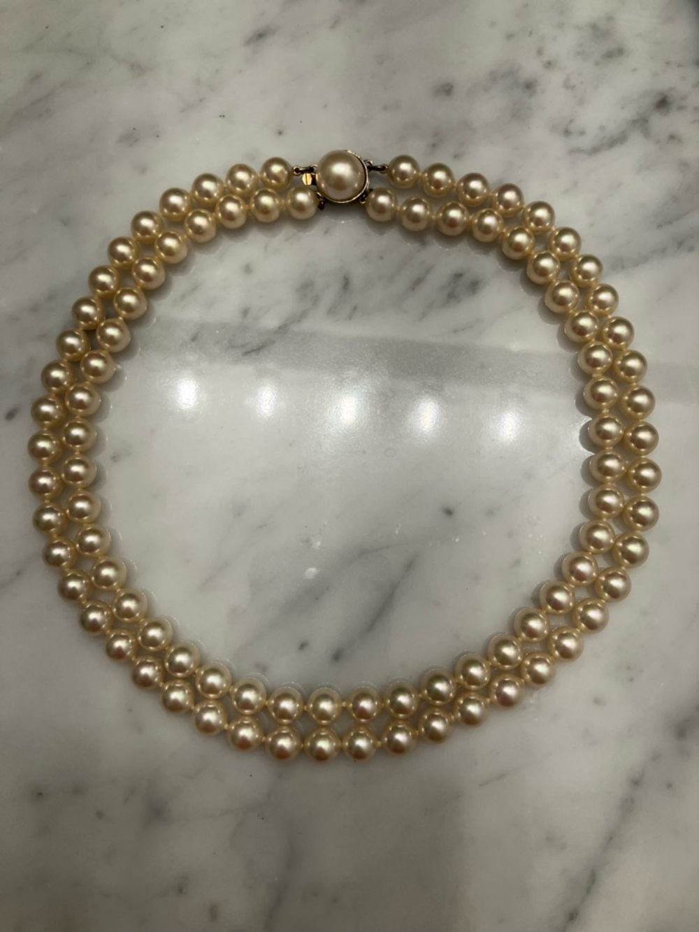 Free Gift - Double-Strand Cream Faux Pearl Necklace